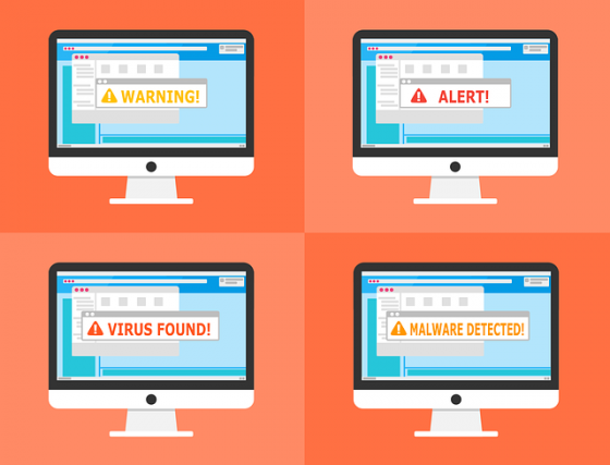 Warning signs appearing on computers