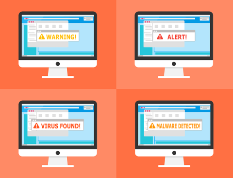 Warning signs appearing on computers