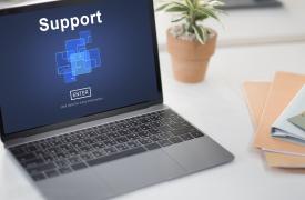 A laptop screen showing Support